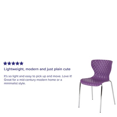 Flash Furniture Lowell Plastic Stack Chair, Purple, 4 Pack (4LF707CPUR)