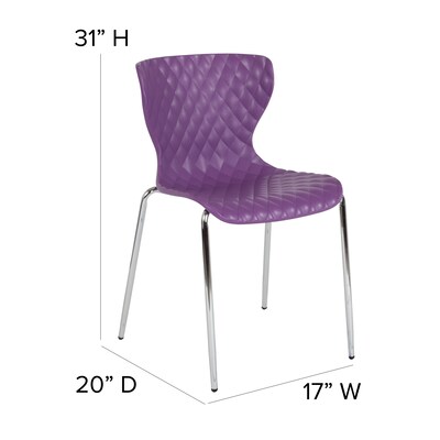 Flash Furniture Lowell Plastic Stack Chair, Purple, 4 Pack (4LF707CPUR)