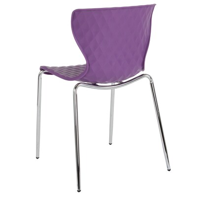 Flash Furniture Lowell Plastic Stack Chair, Purple, 4 Pack (4LF707CPUR)