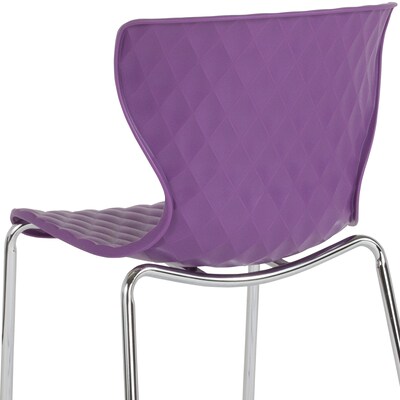 Flash Furniture Lowell Plastic Stack Chair, Purple, 4 Pack (4LF707CPUR)