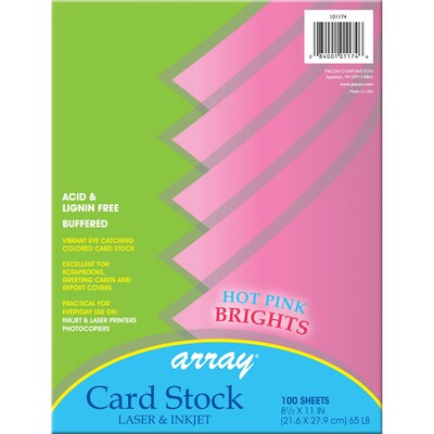 Pacon® Card Stock; 8.5 x 11, Hot Pink, 100 ct, (PAC101174)