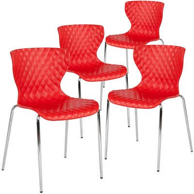 Flash Furniture Lowell Plastic Stack Chair, Red, 4 Pack (4LF707CRED)