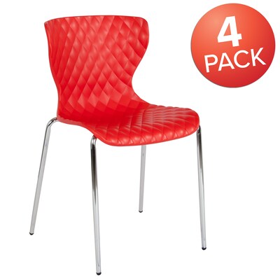 Flash Furniture Lowell Plastic Stack Chair, Red, 4 Pack (4LF707CRED)