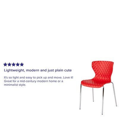 Flash Furniture Lowell Plastic Stack Chair, Red, 4 Pack (4LF707CRED)