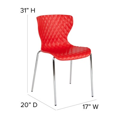 Flash Furniture Lowell Plastic Stack Chair, Red, 4 Pack (4LF707CRED)