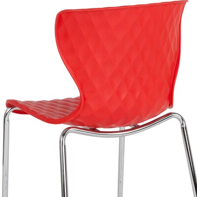 Flash Furniture Lowell Plastic Stack Chair, Red, 4 Pack (4LF707CRED)