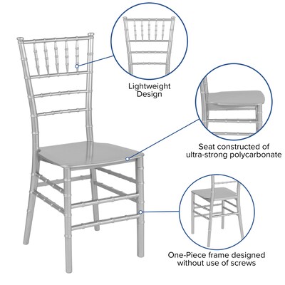 Flash Furniture HERCULES Resin Chiavari Chair, Silver (LESILVERM)