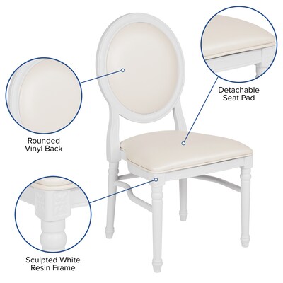 Flash Furniture HERCULES Resin King Louis Chair, White (LEWWMON)