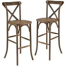 Flash Furniture HERCULES Series Wood Cross Back Barstool, Dark Antique, 2 Pack (2XAXBARGO)