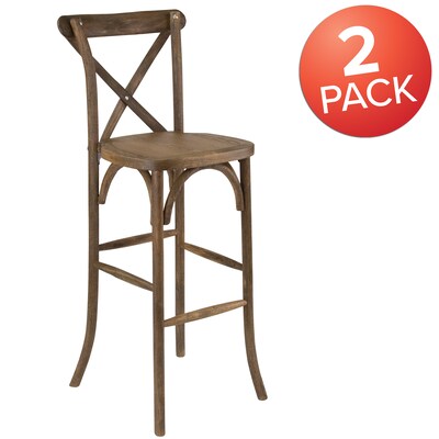 Flash Furniture HERCULES Series Wood Cross Back Barstool, Dark Antique, 2 Pack (2XAXBARGO)