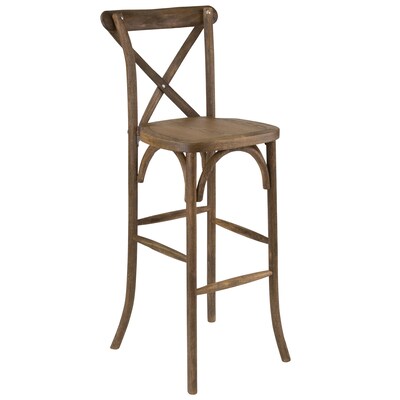 Flash Furniture HERCULES Series Wood Cross Back Barstool, Dark Antique, 2 Pack (2XAXBARGO)