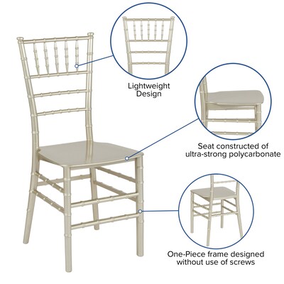 Flash Furniture HERCULES Resin Chiavari Chair, Champagne (LECHAMPM)