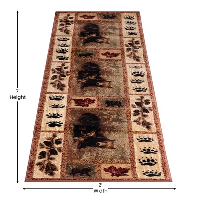 Flash Furniture Vassa Collection Olefin/Jute 87.6" x 24" Rectangular Machine Made Rug, Brown (OKRRG111427BN)
