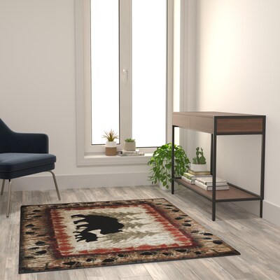 Flash Furniture Ursus Collection Olefin/Jute 60 x 48 Rectangular Machine Made Rug, Brown (KPRGB394