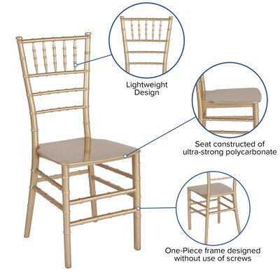 Flash Furniture HERCULES Resin Chiavari Chair, Gold (LEGOLDM)