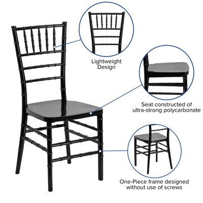 Flash Furniture HERCULES PREMIUM Resin Chiavari Chair, Black (LEBLACK)