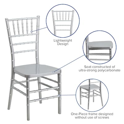 Flash Furniture HERCULES PREMIUM Resin Chiavari Chair, Silver (LESILVER)