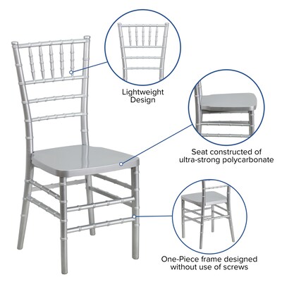 Flash Furniture HERCULES PREMIUM Resin Chiavari Chair, Silver (LESILVER)