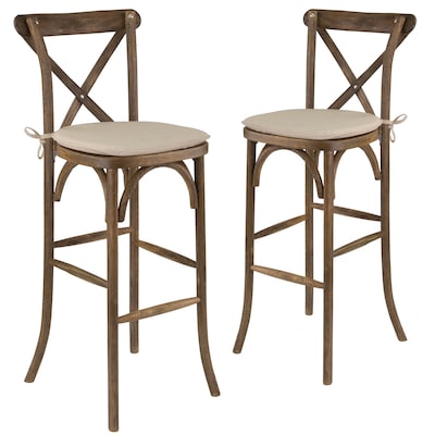 Flash Furniture HERCULES Series Wood Cross Back Barstool, Dark Antique, 2 Pack (2XAXBARGOBC)