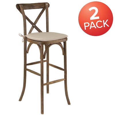 Flash Furniture HERCULES Series Wood Cross Back Barstool, Dark Antique, 2 Pack (2XAXBARGOBC)