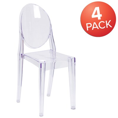 Flash Furniture Phantom Series Plastic Side Chair, Clear, 4 Pack (4FH121APC)
