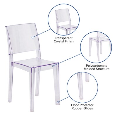 Flash Furniture Phantom Series Plastic Side Chair, Clear, 4 Pack (4FH121APC)