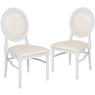 Flash Furniture HERCULES Series King Louis Chair, White, 2 Pack (2LEWWMON)