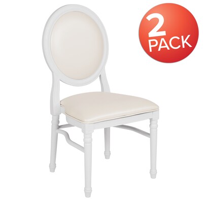 Flash Furniture HERCULES Series King Louis Chair, White, 2 Pack (2LEWWMON)