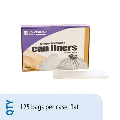 AbilityOne Envision LLDPE 40-45 Gallon Industrial Trash Bag, 40" x 48", Low Density, 0.8 mil, Clear, 125 Bags/BX (8105015171362)