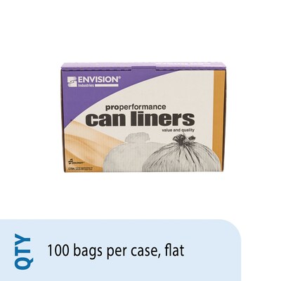 AbilityOne Envision LLDPE 55-60 Gallon Industrial Trash Bag, 38" x 58", Low Density, 1 mil, Clear, 100 Bags/Box (8105015171371)