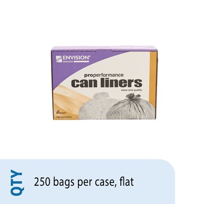 AbilityOne Envision LLDPE 33 Gallon Industrial Trash Bag, 33" x 39", Low Density, 0.8 mil, Clear, 250 Bags/Box (8105015171353)