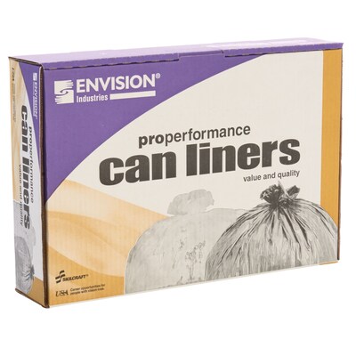 AbilityOne Envision LLDPE 33 Gallon Industrial Trash Bag, 33" x 39", Low Density, 0.8 mil, Clear, 250 Bags/Box (8105015171353)