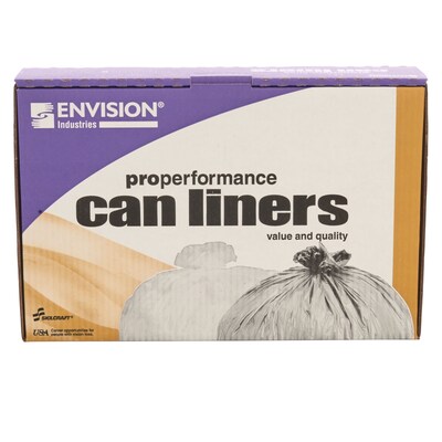 AbilityOne Envision LLDPE 33 Gallon Industrial Trash Bag, 33" x 39", Low Density, 0.8 mil, Clear, 250 Bags/Box (8105015171353)