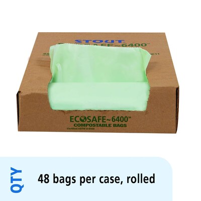 Stout by Envision 30 Gallon Trash Bags, Low Density, 1.1 Mil, 30 x 39, Clear, 12 Bags/Roll, 4 Rolls (STO3039E11)