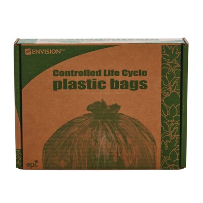 Stout Controlled Life Cycle 13 Gallon Compostable Industrial Trash Bag, 24" x 30", Low Density, White, 120 Bags/Box, 3 Rolls