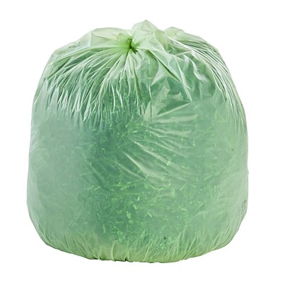 Stout by Envision 64 Gallon Compostable Trash Bags, Low Density, .85 Mil, Green, 30 Bags/Box (STOE4860E85)