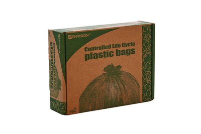 Stout Controlled Life Cycle 13 Gallon Compostable Industrial Trash Bag, 24" x 30", Low Density, White, 120 Bags/Box, 3 Rolls