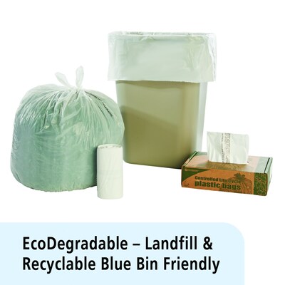 33 x 39 x 0.88 mil Green Eco-Friendly Poly Trash Can Liners