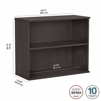 Bush Business Furniture 29"H 2-Shelf Bookcase with Adjustable Shelf, Storm Gray (BK3036SG)