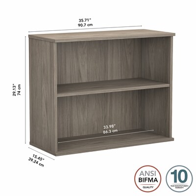 Bush Business Furniture 29"H 2-Shelf Bookcase with Adjustable Shelf, Modern Hickory (BK3036MH)