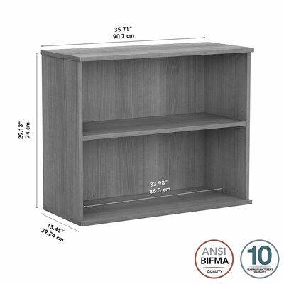 Bush Business Furniture 29"H 2-Shelf Bookcase with Adjustable Shelf, Platinum Gray (BK3036PG)