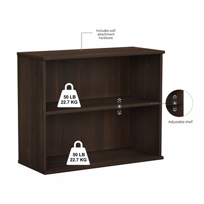 Bush Business Furniture 29"H 2-Shelf Bookcase with Adjustable Shelf, Black Walnut (BK3036BW)