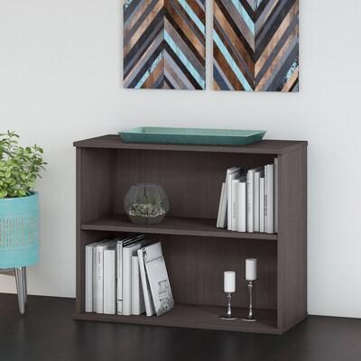 Bush Business Furniture 29H 2-Shelf Bookcase with Adjustable Shelf, Storm Gray (BK3036SG)