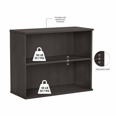 Bush Business Furniture 29"H 2-Shelf Bookcase with Adjustable Shelf, Storm Gray (BK3036SG)