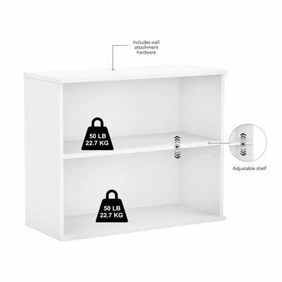Bush Business Furniture 29"H 2-Shelf Bookcase with Adjustable Shelf, White (BK3036WH)
