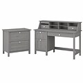 Bush Furniture Broadview 54 Computer Desk with Drawers, Desktop Organizer, and Lateral File Cabinet, Modern Gray (BD025MG)