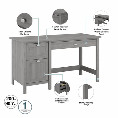 Bush Furniture Broadview 54" Computer Desk with Drawers, Modern Gray (BDD254MG-03)