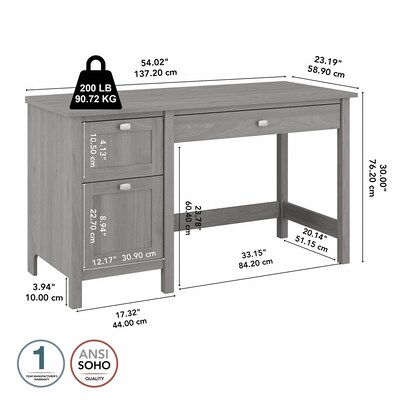 Bush Furniture Broadview 54" Computer Desk with Drawers, Modern Gray (BDD254MG-03)