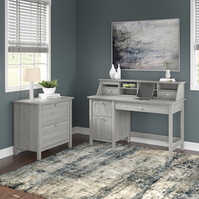 Bush Furniture Broadview 54" Computer Desk with Drawers, Modern Gray (BDD254MG-03)