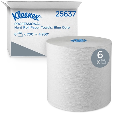 Kleenex Professional Recycled Hardwound Paper Towels, 1-ply, 700 ft./Roll, 6 Rolls/Carton (25637)